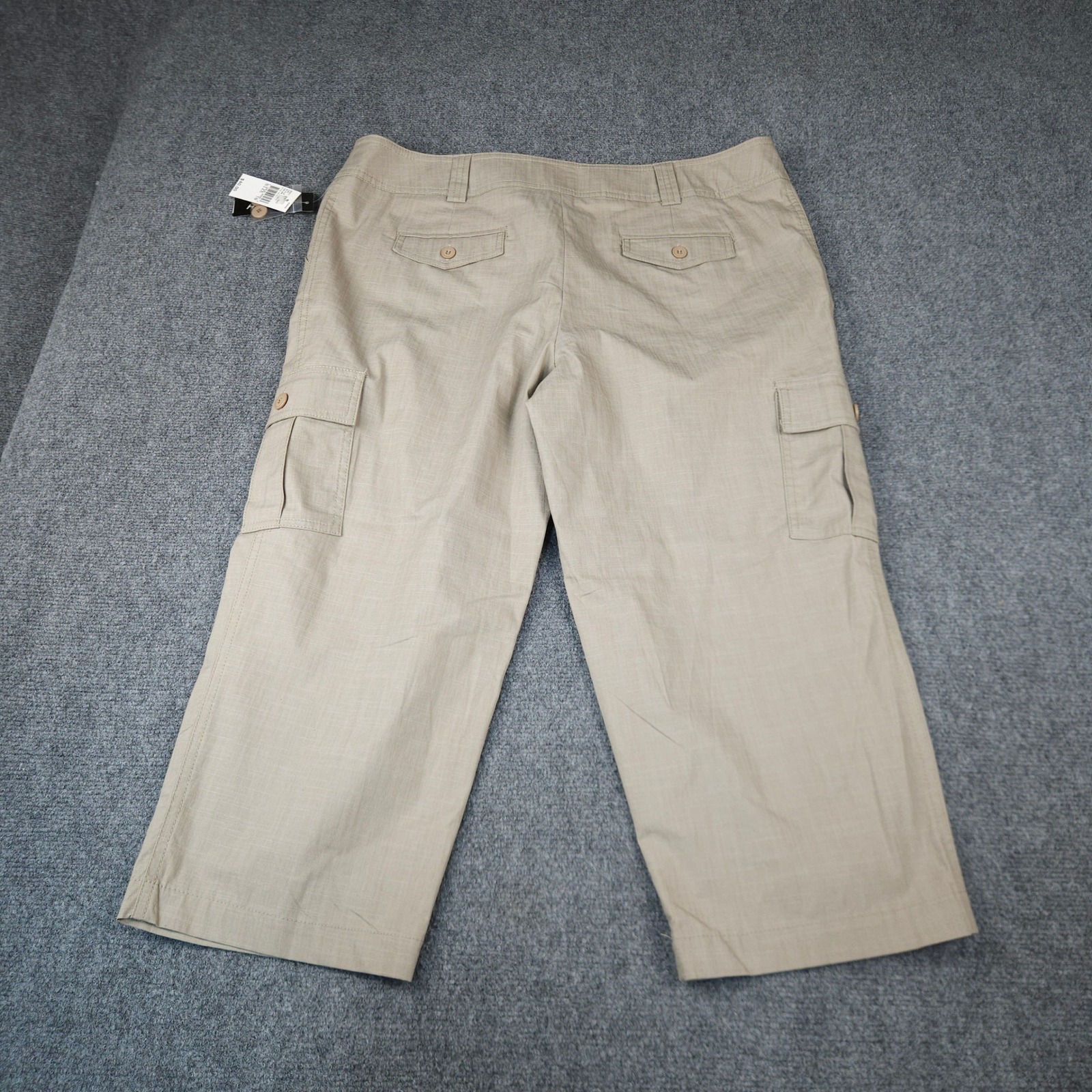 Ab Studio Khaki Cargo Capri Pants Womens 16 Stretch Cotton Crop Trousers 0410w65 — image 2 of 8